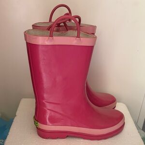 Kids Pink Waterproof Rain Boots with Pull Handles